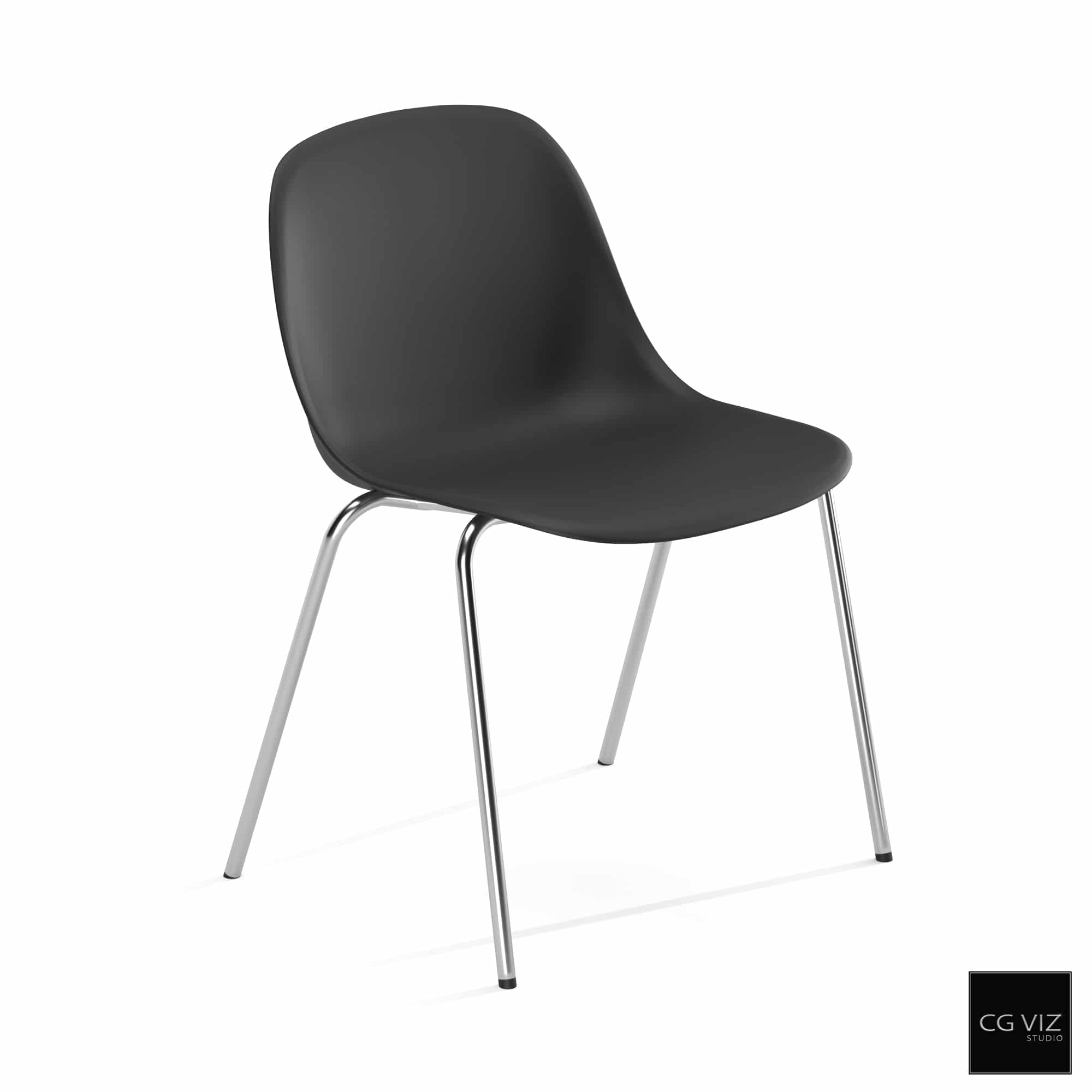 Rendered Preview of Muuto Fiber Side Chair A-Base 3D Model