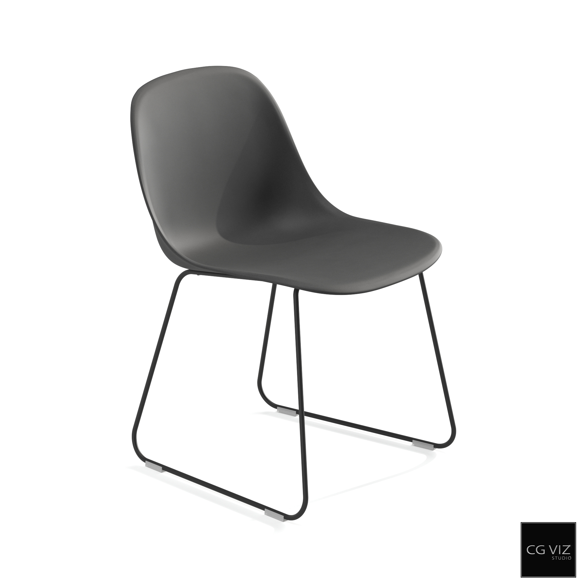 Rendered Preview of Muuto Fiber Side Chair Sled Base 3D Model